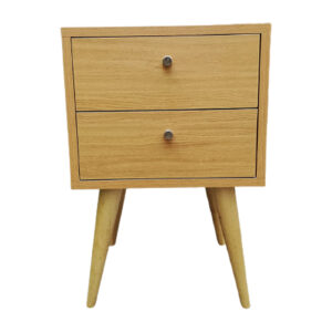 Velador Vintage Mesa De Noche Pizcagua En Madera Con Cajones en madera natural