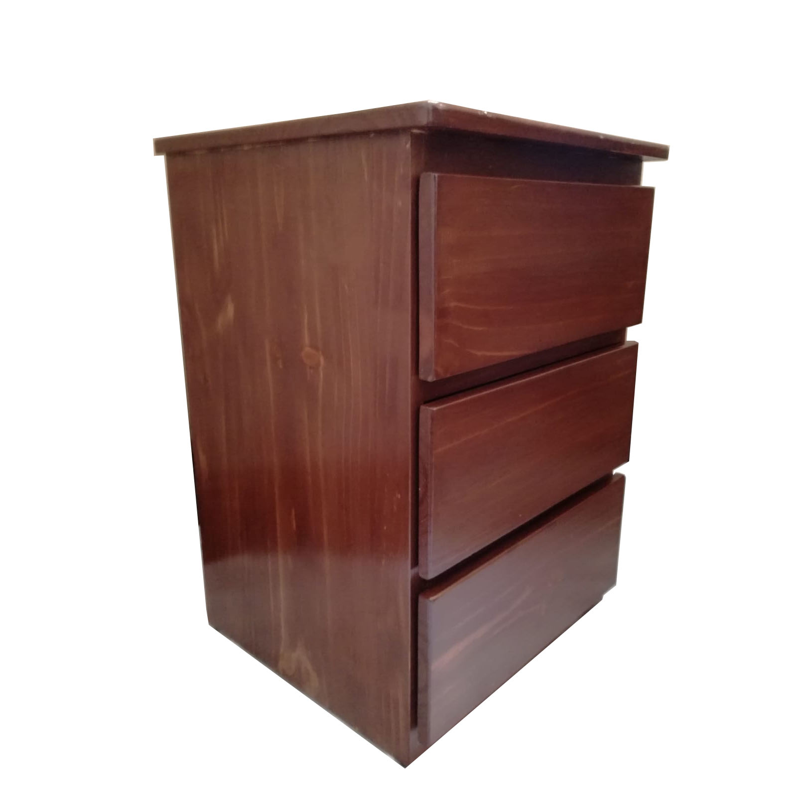 Velador Mesa De Noche En Madera Color Caoba Con Cajones - Imagen 2