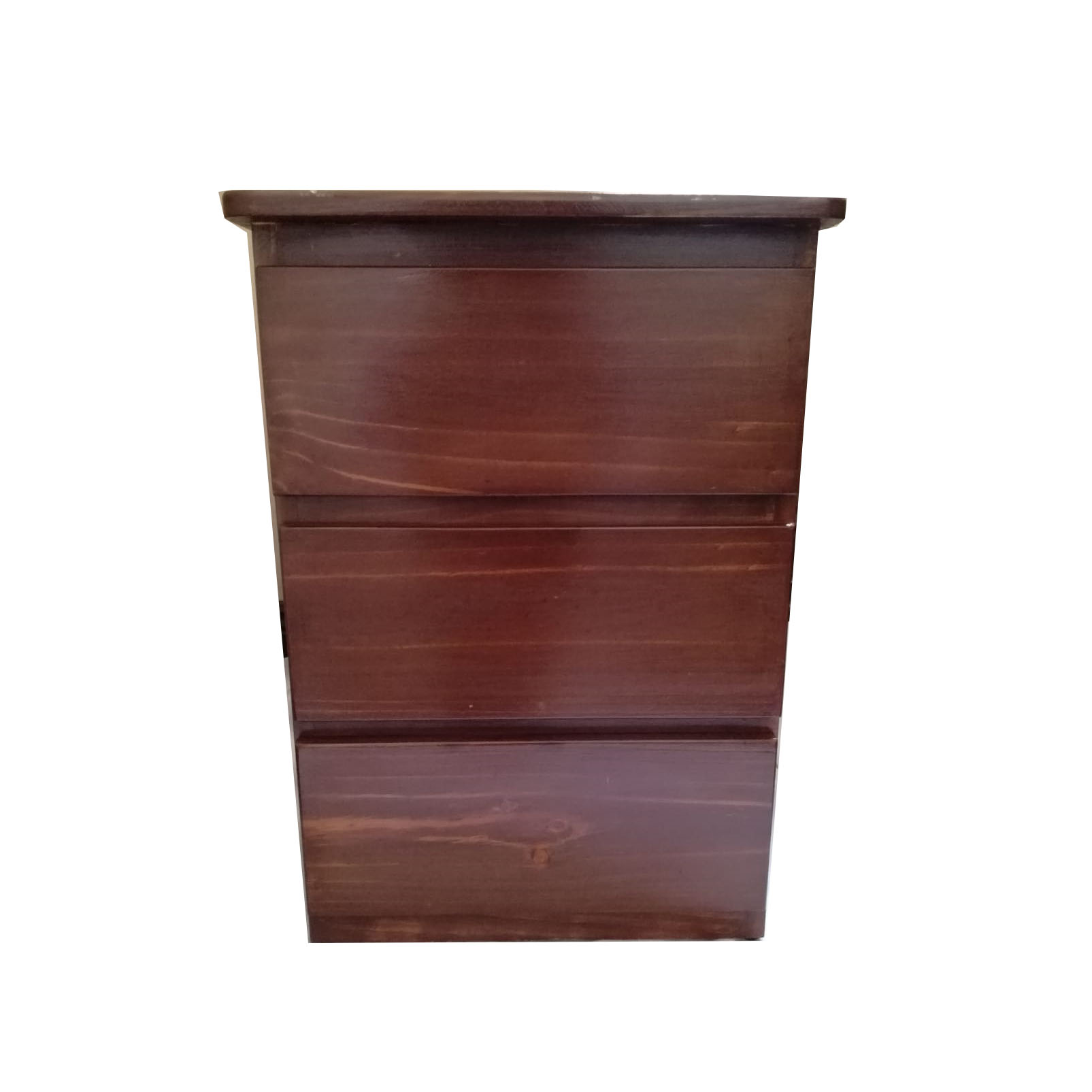 Velador Mesa De Noche En Madera Color Caoba Con Cajones