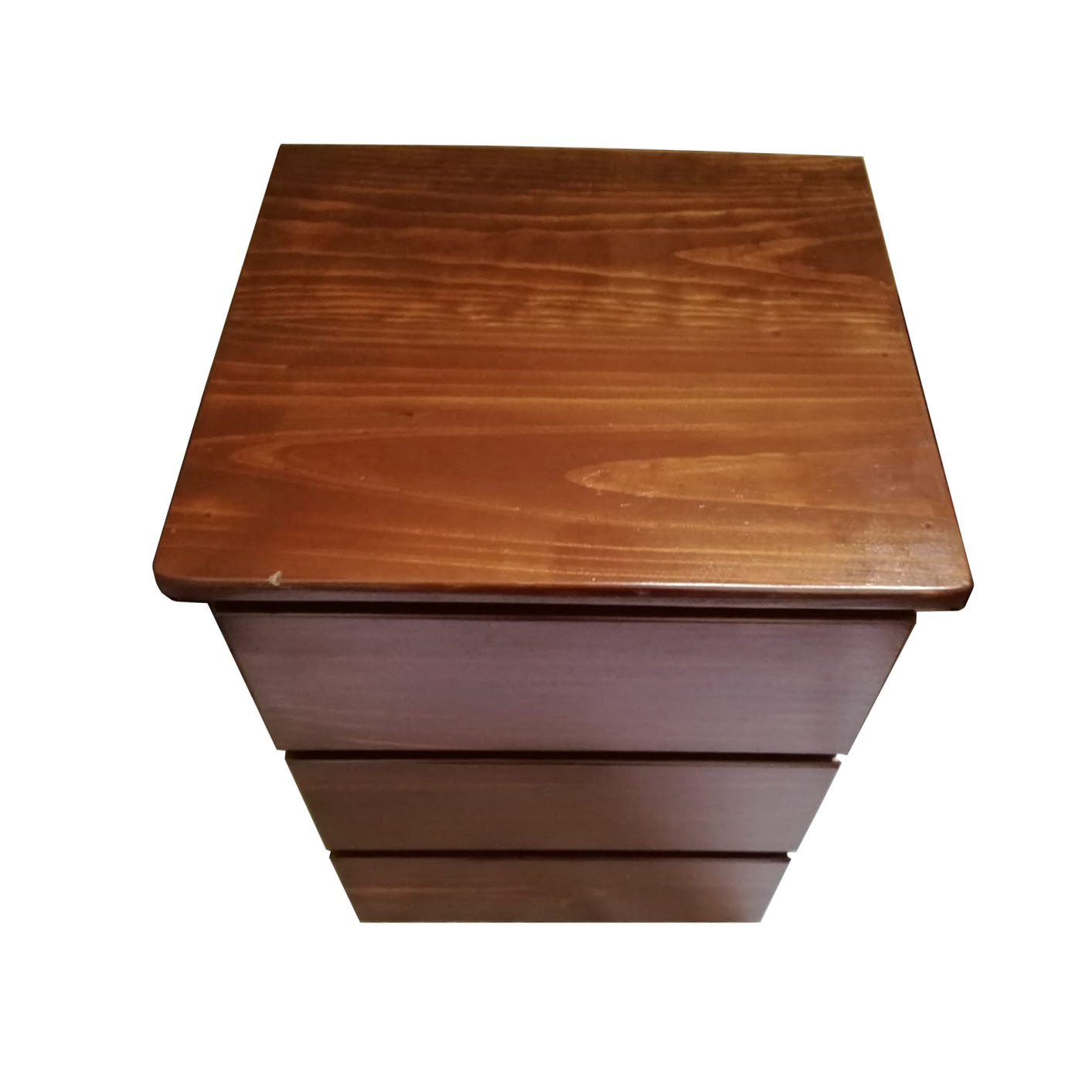 Velador Mesa De Noche En Madera Color Caoba Con Cajones - Imagen 4