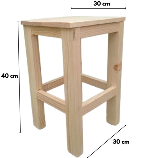 Banquito de madera Dancing madera pino natural laqueado - Imagen 2