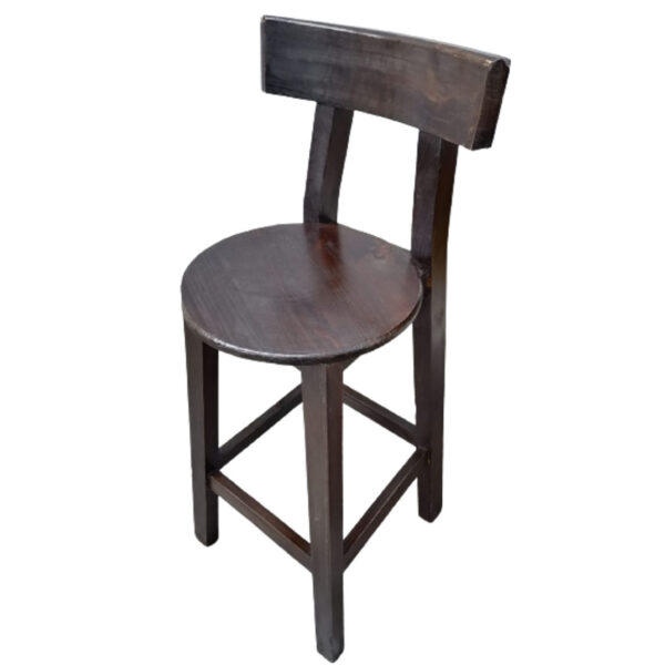 Silla bar alta de madera pino marron