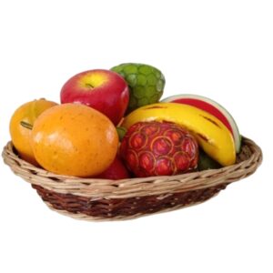 Canasta de 12 frutas decorativas