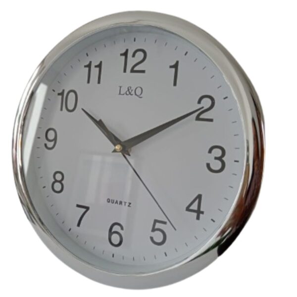 Reloj De Pared Analogico Redondo Mediano 30cm Plateado - Imagen 2