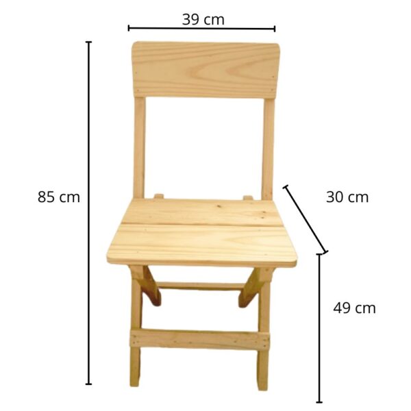 Juego de mesa plegable cuadrada de 60 cm con 2 sillas natural - Imagen 5