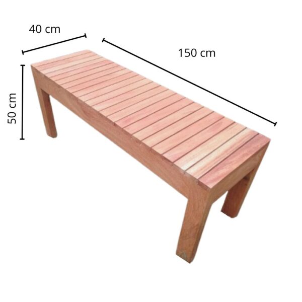 Banca de Madera Huaruro Rústica – Ideal para Terraza, Comedor o Balcón – 150 cm - Imagen 4