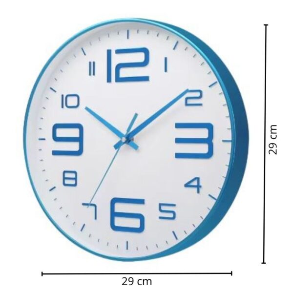 Reloj de Pared Elegante Color Celeste 29cm – Ideal para Oficinas, Clínicas y Consultorios - Imagen 2