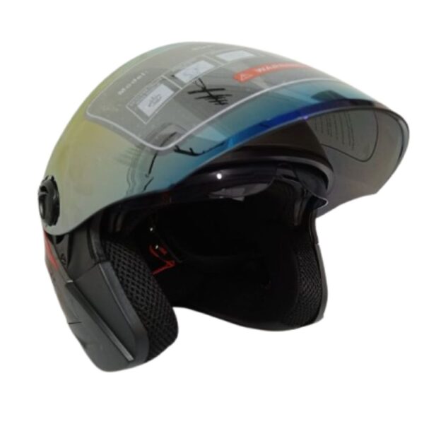 Casco de Moto Abierto Open Face Bacter en Rojo | Estilo y Seguridad / Talla L - Imagen 3