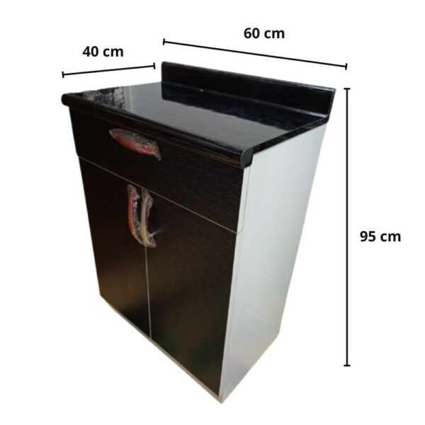 Repostero Alacena Mueble de Cocina Griego Negro en Melamina – 95x60x40 cm - Imagen 2