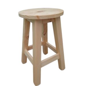 Banquito Redondo de Madera Pino Natural 50 cm Taburete Multiuso Resistente