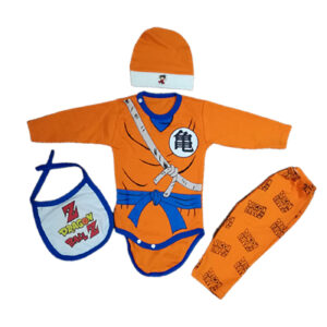 Conjunto de Ropa para Bebé Dragon Ball Recién Nacido – Body, Pantalón, Gorrito y Babero