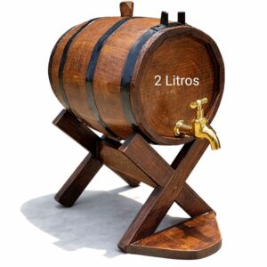 Barril de madera 2 litros en pino con base y grifo funcional