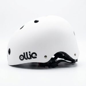 Cascos de Bicicleta Ollie Blanco Talla L con Luz Trasera y Correa Ajustable