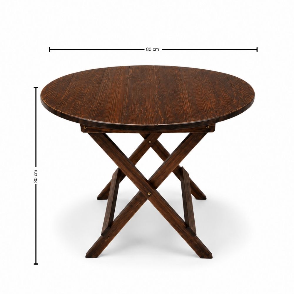 Mesa plegable Summer Plus en Marron Madera Pino Redonda – Ideal Exteriores y Camping - Imagen 3