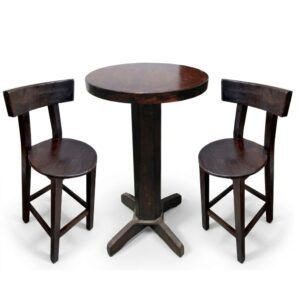Juego de Comedor Toscana Alta – Mesa con 2 Sillas de Madera Pino Color Caoba