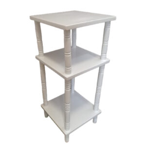 Mesa Lateral Alta Multiuso Blanca de Madera 80 cm Organizador Decorativo para Hogar