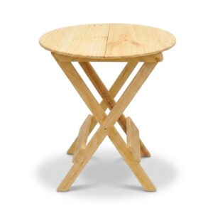 Mesa Plegable Summer en Madera Pino Redonda – Ideal Exteriores y Camping