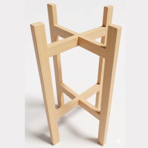 Porta Macetero de Madera Natural con 4 Bases – Soporte Decorativo Compacto para Plantas