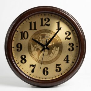 Reloj de Pared Lana Prado – 40 cm, Redondo, Marco Imitación Madera, Estilo Clásico y Elegante