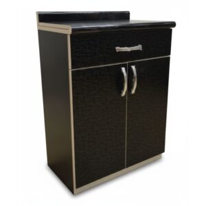 Repostero Alacena Griego Negro | Mueble de Cocina de Melamina con Cajón y Puertas