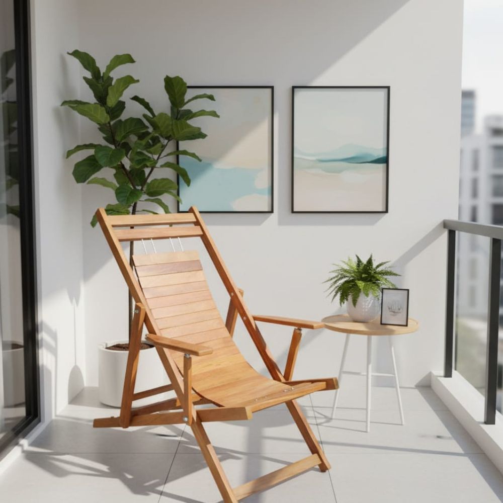 Silla Perezosa de Madera Plegable sensacional color Caramelo | 3 Posiciones - Imagen 3