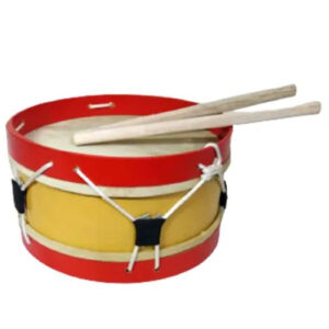 Tambor Infantil de Madera con Piel de Becerro Natural – Incluye Correa y 2 Baquetas