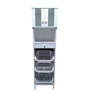 Verdulero FreshMart de Melamina Blanca con 3 Canastas y Cajón
