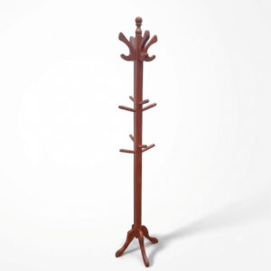 Perchero de Pie de Madera Color Cedro 1.75 m – Organizador para Ropa, Abrigos, Sombreros y Accesorios
