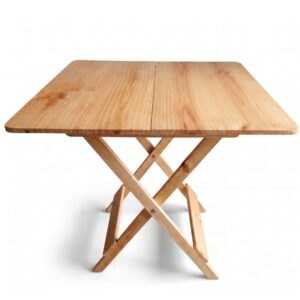 Mesa Plegable Cuadrada Montecarlos de Madera Pino 100 x 100 cm | Acabado Semi Mate | Color Natural